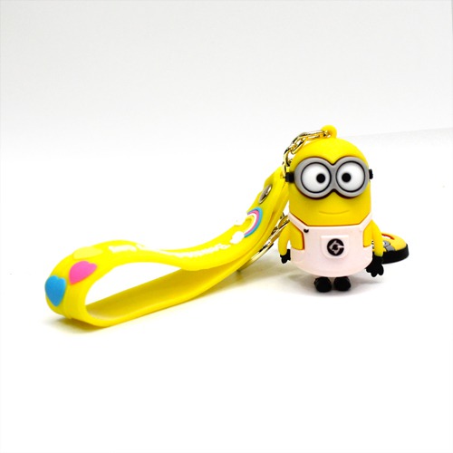 Pink Minion With Lanyard Keychain | Premium Action Character 3D Rubber Silicone Keychain For Car & Bike Gifting With Key Ring Anti-Rust