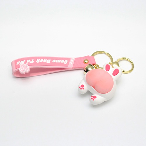 White Bunny Buttocks Cute Butt Keychain with Lanyard | Multicolour Hard Plastic Design Keychain for Car Bike Home Keys for Men and Women