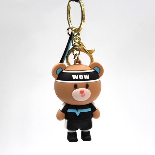 Brown 3D Teddy Bear Keychain With Lanyard | Premium Action Character 3D Rubber Silicone Keychain For Car & Bike Gifting With Key Ring Anti-Rust