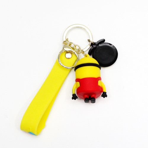 Red 3D Minion Keychain With Lanyard | Minion Friends and Family Cartoon Character Rubber Keychain for Car Bike School Begs office PVC Rubber Keychain and Key ring