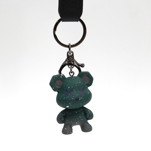 Black and Green Teddy bear Keychain with Lanyard | Multicolour Hard Plastic Design Keychain for Car Bike Home Keys for Men and Women