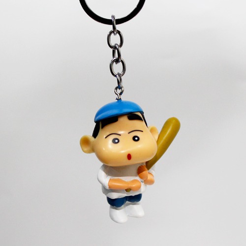 Playing Base ball Shin chan 3D Keychain | Shinchan Friends and Family Cartoon Character Plastic Keychain For Car Bike School Bags Office Keychain and  Key ring