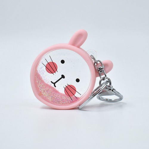 Pink Cat With Glitter Water Keychain | Multicolour Hard Plastic Design With Glitter Keychain Key Ring Anti-Rust for Car Bike Home Keys for Women