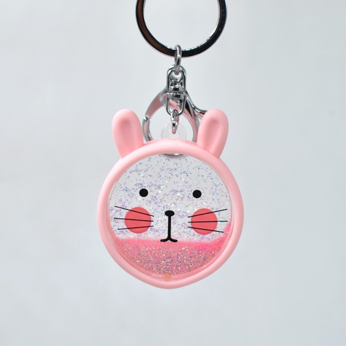 Pink Cat With Glitter Water Keychain | Multicolour Hard Plastic Design With Glitter Keychain Key Ring Anti-Rust for Car Bike Home Keys for Women