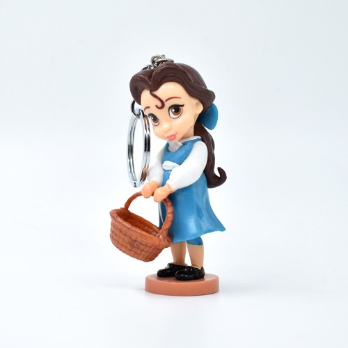 Disney Princess Bella Figure Keychain | 3D Multicolour Hard Plastic Design Keychain Key Ring Anti-Rust for Car Bike Home Keys for Men and Women