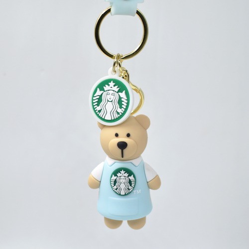 Starbucks Blue Bear Keychain | 3D Multicolour Hard Plastic Design Keychain Key Ring Anti-Rust for Car Bike Home Keys for Men and Women