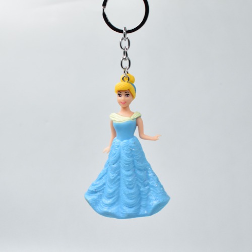 Disney Princess Cinderella Figure Keychain | 3D Multicolour Hard Plastic Design Keychain Key Ring Anti-Rust for Car Bike Home Keys for Men and Women
