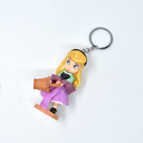 Disney Princess Aurora Figure Keychain | 3D Multicolour Hard Plastic Design Keychain Key Ring Anti-Rust for Car Bike Home Keys for Men and Women