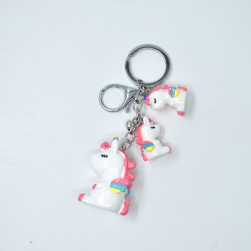 White Unicorn Keychain | 3D Multicolour Hard Plastic Design Keychain Key Ring Anti-Rust for Car Bike Home Keys for Men and Women