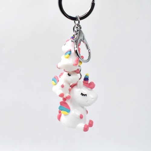 White Unicorn Keychain | 3D Multicolour Hard Plastic Design Keychain Key Ring Anti-Rust for Car Bike Home Keys for Men and Women