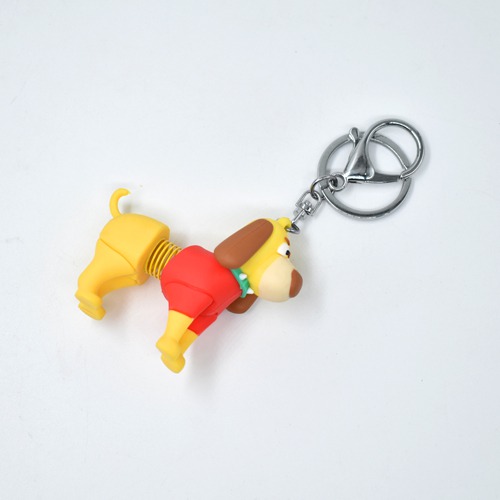 Cute Spring Dog Keychain | 3D Multicolour Hard Plastic Design Keychain Key Ring Anti-Rust for Car Bike Home Keys for Men and Women