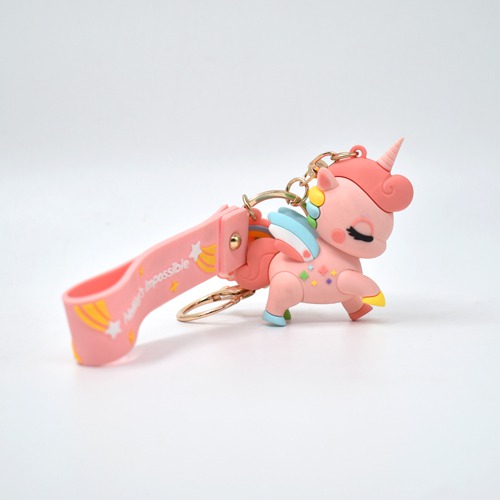 Charm Unicorn Keychain | 3D Multicolour Hard Plastic Design Keychain Key Ring Anti-Rust for Car Bike Home Keys for Men and Women