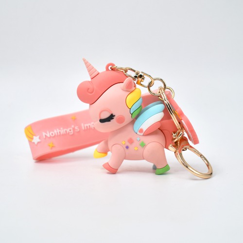 Charm Unicorn Keychain | 3D Multicolour Hard Plastic Design Keychain Key Ring Anti-Rust for Car Bike Home Keys for Men and Women