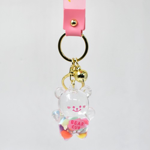 Crystal Bear Liquid Keychain | 3D Multicolour Hard Plastic Design Keychain Key Ring Anti-Rust for Car Bike Home Keys for Men and Women