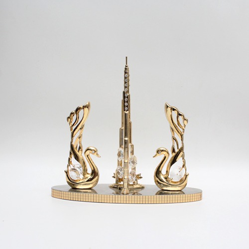 24 Karat Gold Plated Burj Khalifa Crystal Metal Art