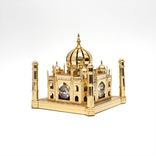 Gold Plated Taj Mahal Showpiece with studded Crystal