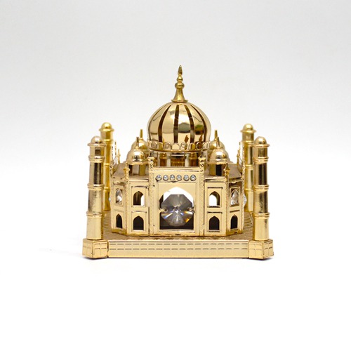 Gold Plated Taj Mahal Showpiece with studded Crystal