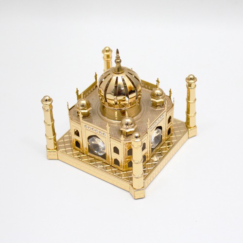 Gold Plated Taj Mahal Showpiece with studded Crystal
