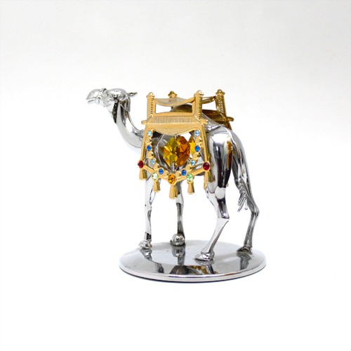 Camel figurine Silver Plated Metal Crystal Art