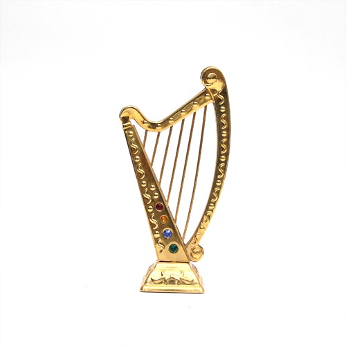 Gold Harp Music Charm Showpiece