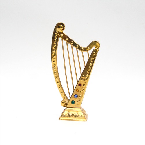 Gold Harp Music Charm Showpiece