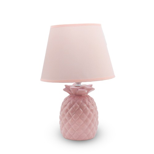 Pink Fabric Shade With Pineapple Shape Base Table Lamp