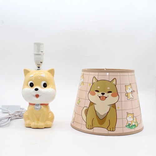 Orange Fabric shade With the Dog Shape Table Lamp For Showpiece Desktop, Home Decoration