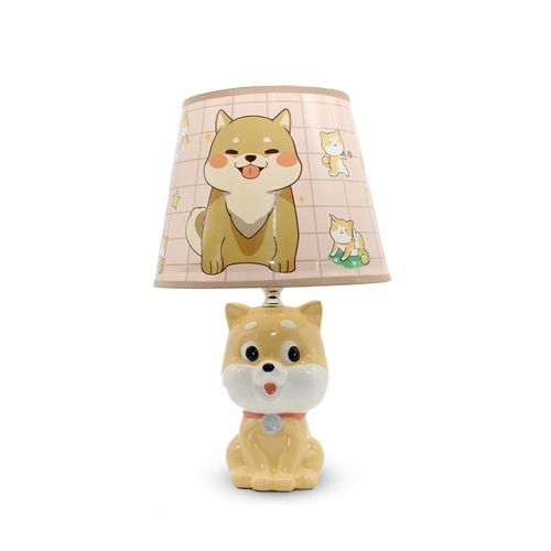 Orange Fabric shade With the Dog Shape Table Lamp For Showpiece Desktop, Home Decoration