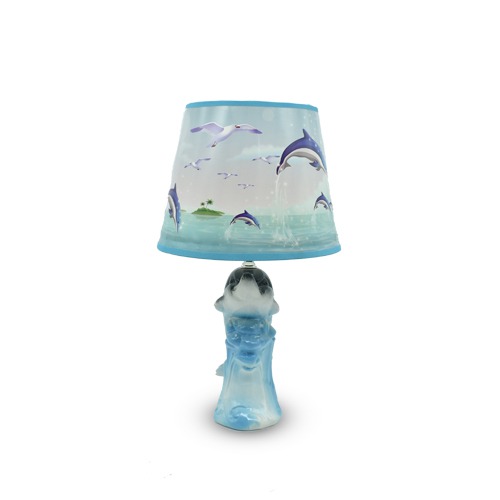 Blue Fabric Shade With the Dolphin Shape Table Lamp For Home Decor , Desktop