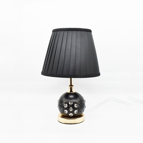 Black Fabric Shade With Ceramic Bed Side Table Lamp For Home and  Office Decor