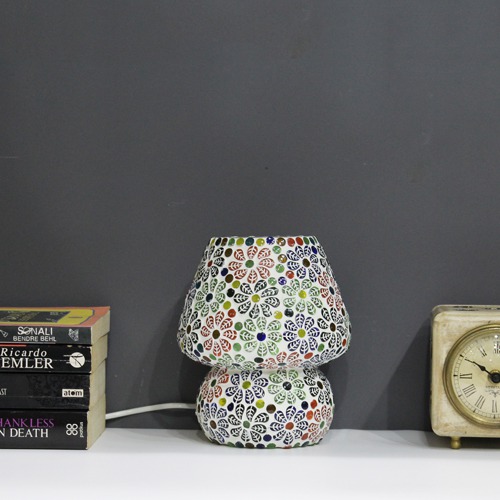 Muticolour Mosaic Style Dome Shape Table Lamp For Home & Office Decor