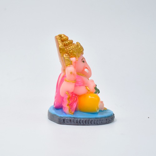 Pink Yellow Ganpati Murti For Car Dashboard