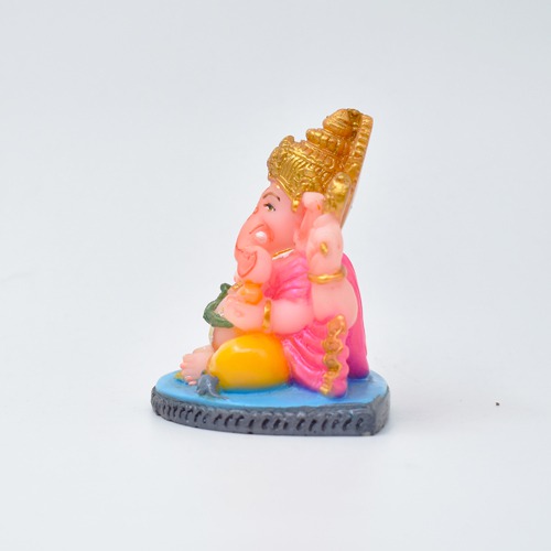 Pink Yellow Ganpati Murti For Car Dashboard