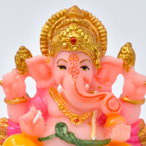 Pink Yellow Ganpati Murti For Car Dashboard