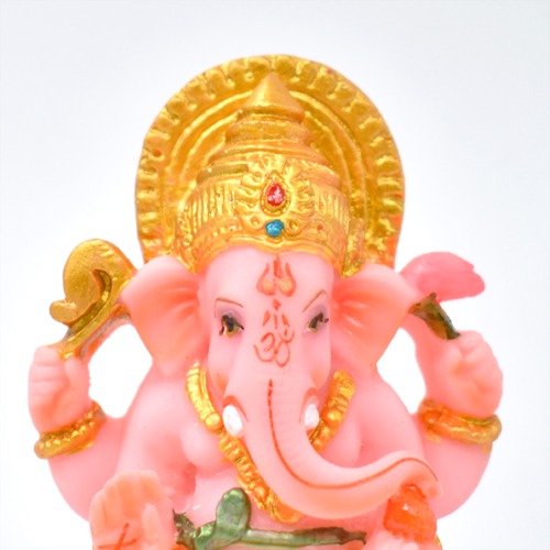 Pink Colour Small Sitting Ganesha Murti for Car Dashboard