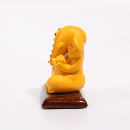 Crome Yellow Colour Decorative Ganesh Idol for Car Dashboard