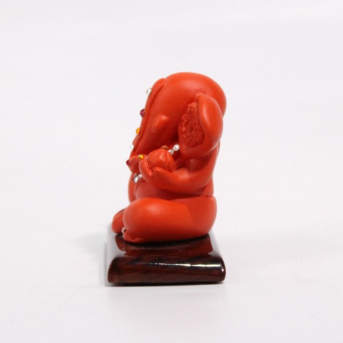 Red Diamond Studs Ganesh Idol For Car Dashboard