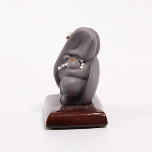 Gray Colour Diamond Studs Ganesha Statue For Car Dashboard