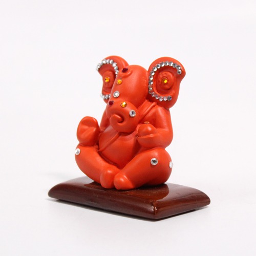 Rose Colour Diamond Studs Ganesha Idol For Car Dashboard