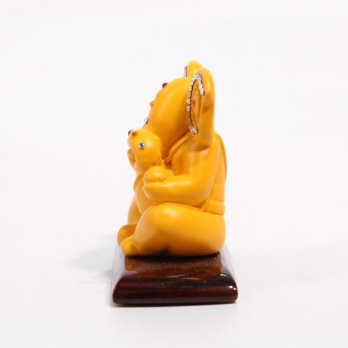 Yellow Colour Diamond Studs Ganesha Statue For Car Dashboard