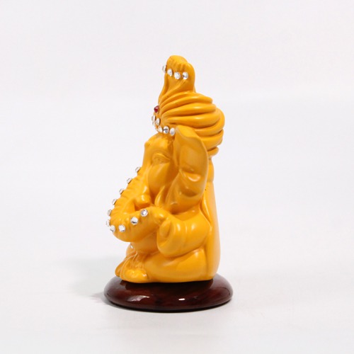 Yellow Lord Ganesha Pagdi Ganesha Statue For Car Dashboard