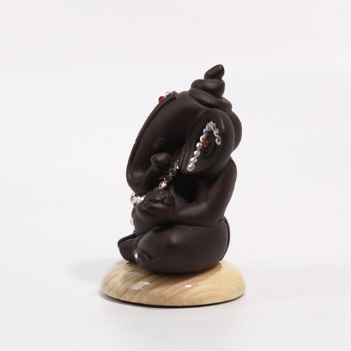 Small Brown Sitting Ganesha Statue For Car Dashboard