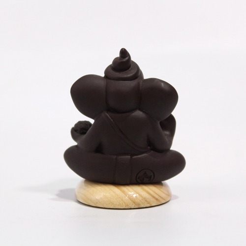 Small Brown Sitting Ganesha Statue For Car Dashboard