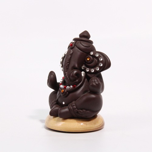 Small Brown Decorative Sitting Ganesha Idol For Car Dashboard