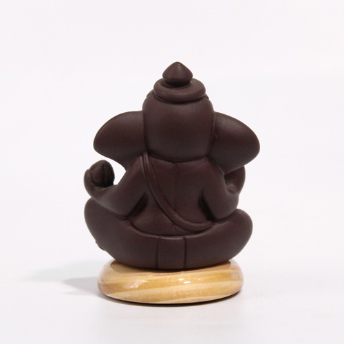 Small Brown Decorative Sitting Ganesha Idol For Car Dashboard