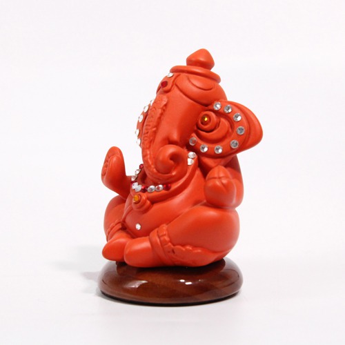 Small Red Decorative Ganesh Idol For Car Dashboard