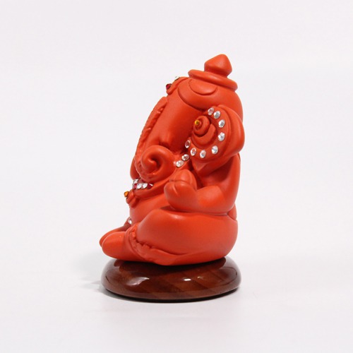 Small Red Decorative Ganesh Idol For Car Dashboard