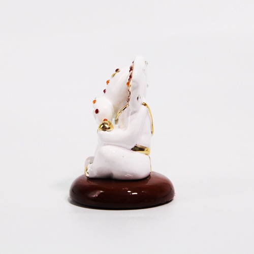 White And Gold Ganesha Dashboard Statue For Car Dashboard