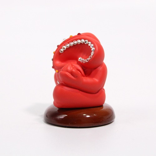 Red Diamond Studs Ganesh Statue For Car Dashboard