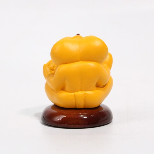 Yellow Diamond Studs Ganesha Idol For Car Dashboard